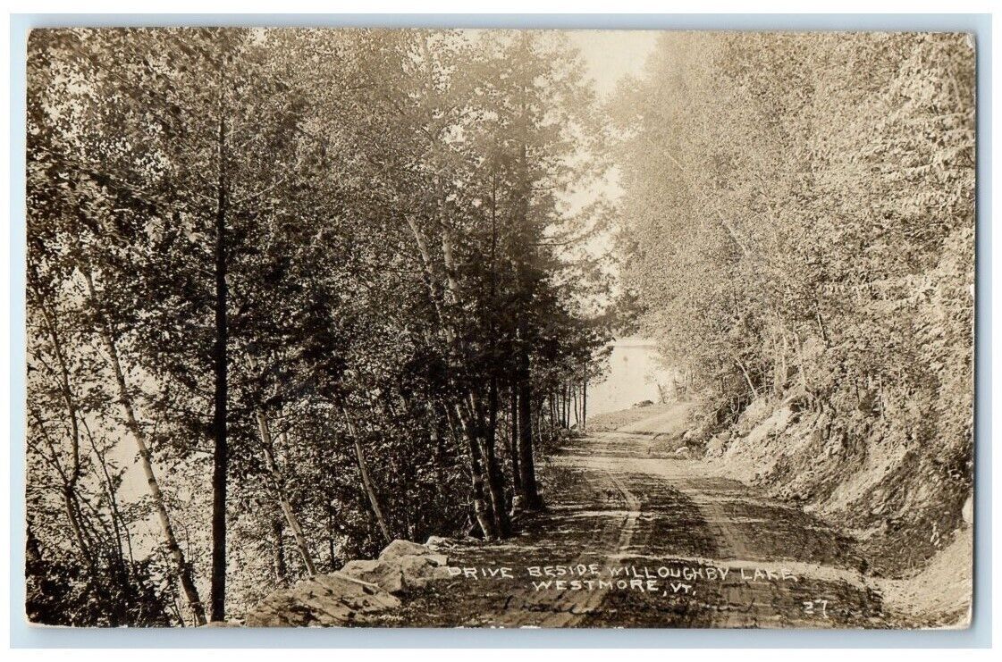 1917 Willoughby Lake Drive Dirt Road Westmore Vermont VT RPPC Photo Postcard