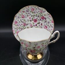Vintage Salisbury Bone China Footed Cup and Saucer All Over Floral England picture