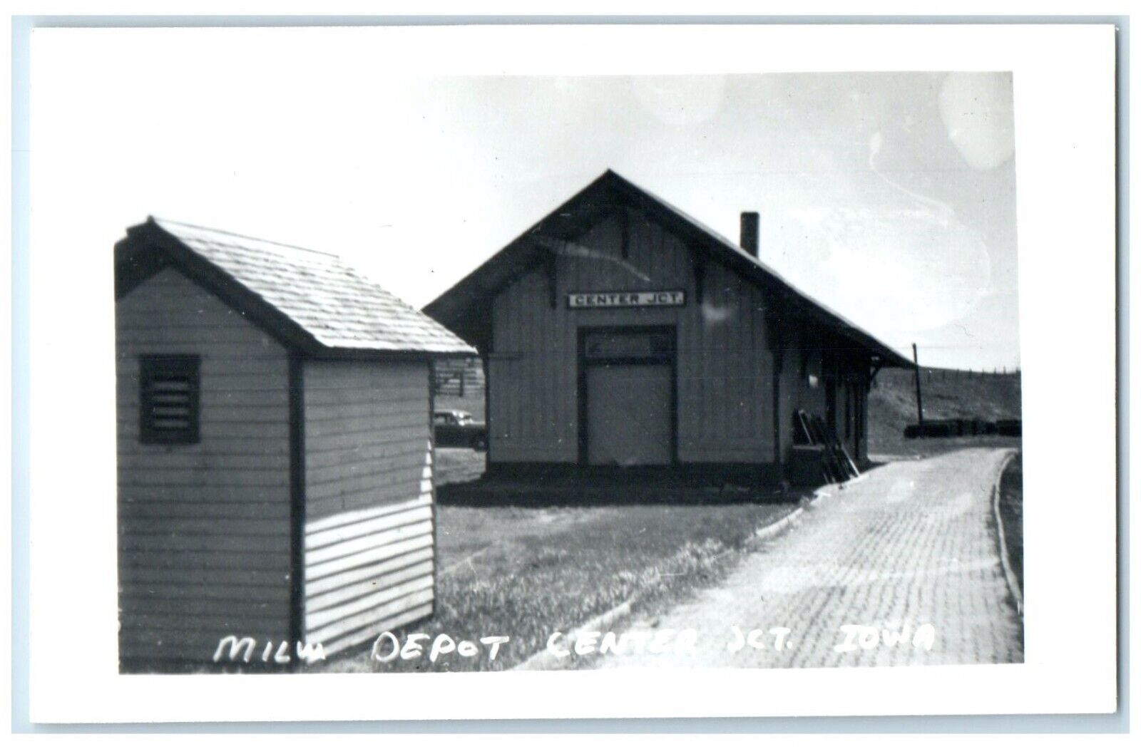 1970 MILW Depot Center JCT Iowa Railroad Train Depot Station RPPC Photo Postcard