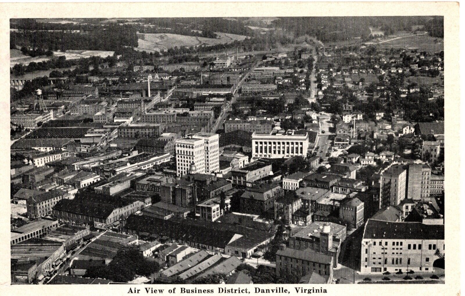 Postcard Air View of Business District, Danville, Virginia