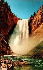 Lower Great Falls Yellowstone National Park Wyoming Chrome Cancel WOB Postcard picture