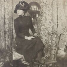 Cafe Martin New York City 1910s Woman Fur Rug Rocking Chair Stereoview J204 picture
