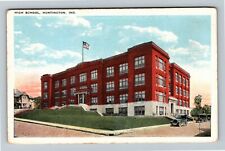 Huntington IN-Indiana, High School Building, Vintage c1920 Postcard picture