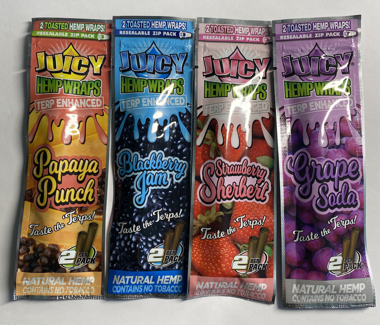 4ct Juicy Jay’s Flavored Herbal Terp Enhanced Wraps Variety Sampler 2ct 8 Wraps