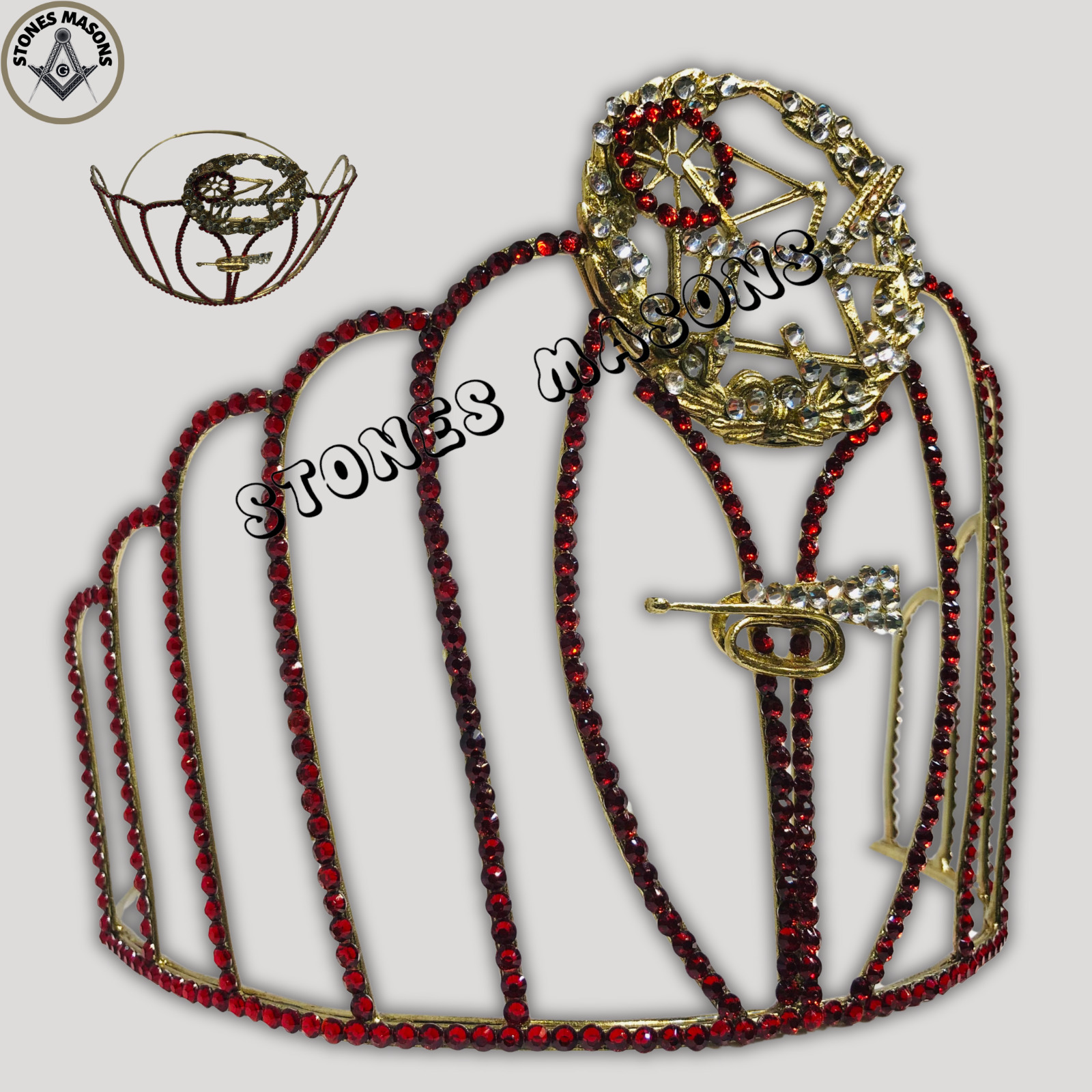 HOJ Crown, Masonic Heroines Of Jericho Grand Worthy Crown in Gold Tone With Case