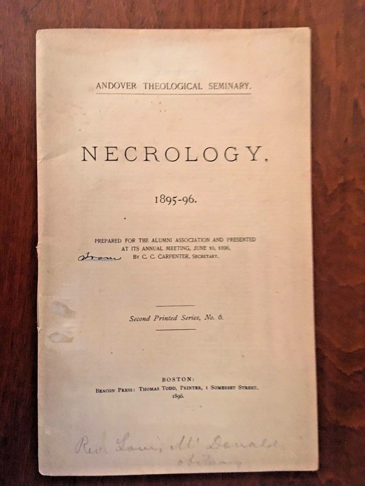 Theology NECROLOGY 1896 Obituaries EDWARD BEECHER Samuel Francis Smith ANDOVER