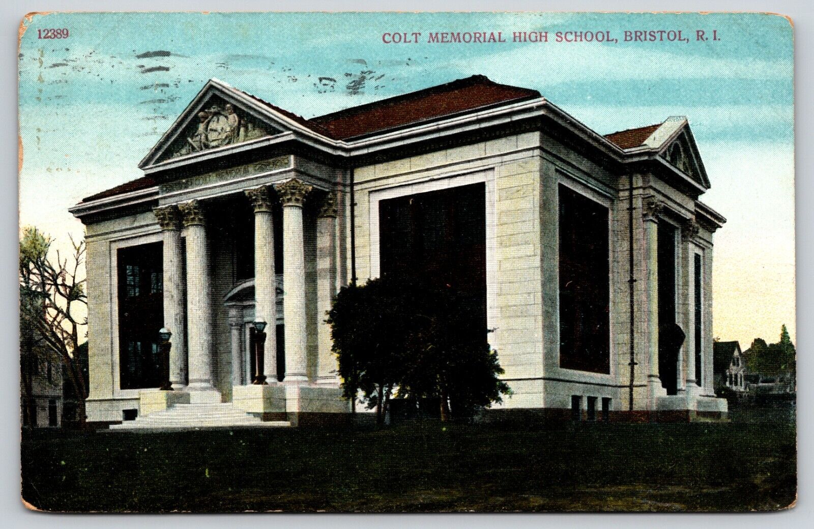 Postcard Colt Memorial High School Bristol Rhode Island