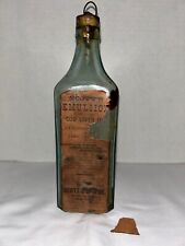 Antique Scott's Emulsion Cod Liver Oil Bottle With Paper Label & Stopper – RARE picture