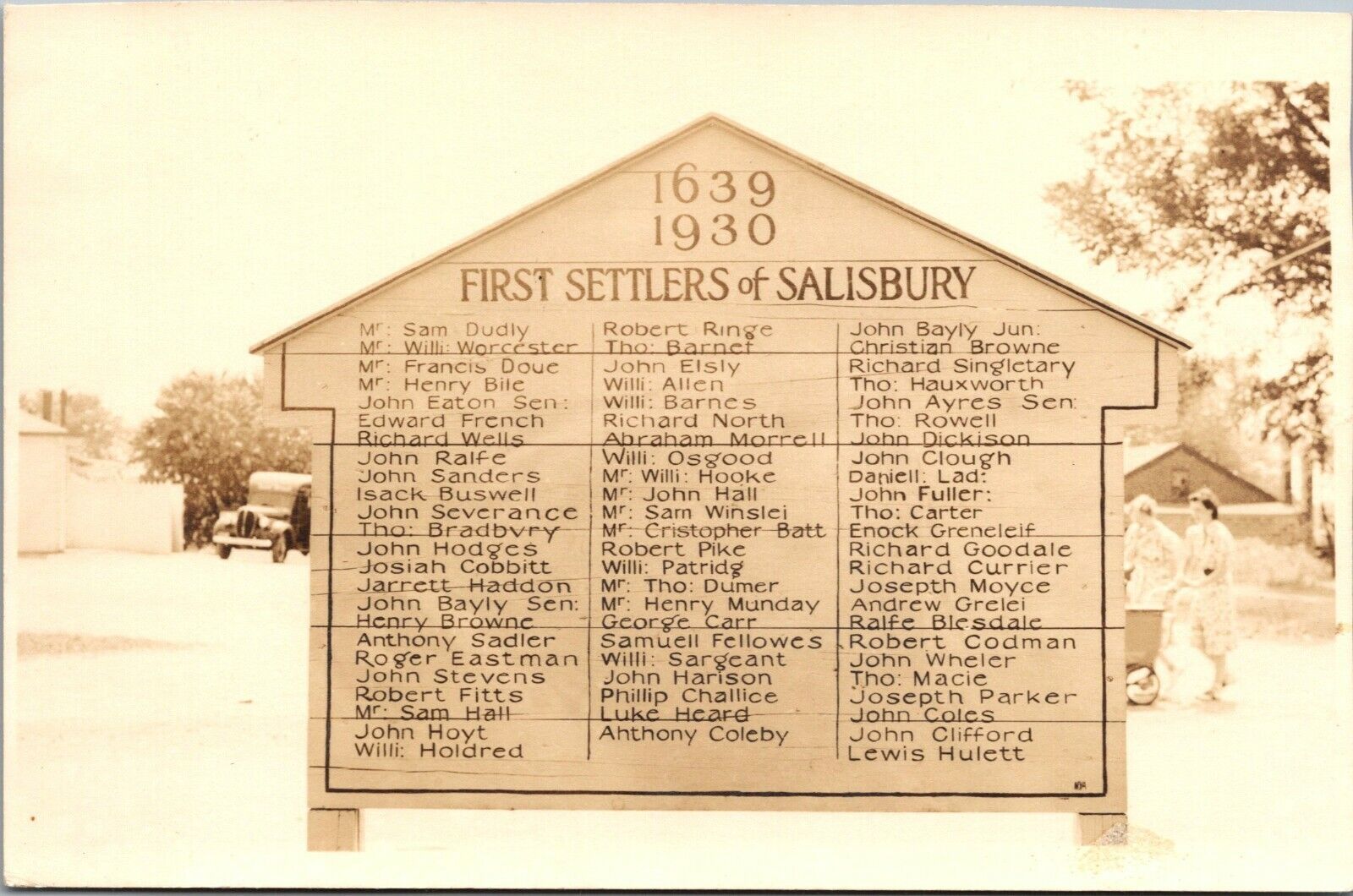 First Settlers of Salisbury, Massachusetts, 1639-1930 Postcard UNPOSTED