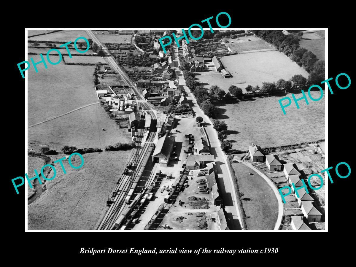 OLD 8x6 HISTORIC PHOTO OF BRIDPORT DORSET ENGLAND VIEW OF RAIL STATION c1930