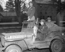 GENERAL GEORGE PATTON PASSES IN REVIEW OF THIRD ARMY TROOPS  8X10 PHOTO (BB-262) picture