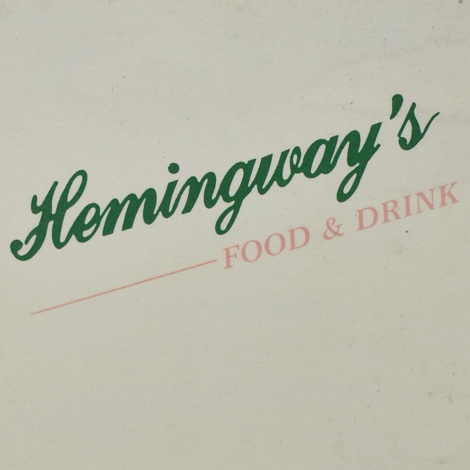 1980s Hemingway's Restaurant Menu Kidder Street Wilkes-Barre Pennsylvania