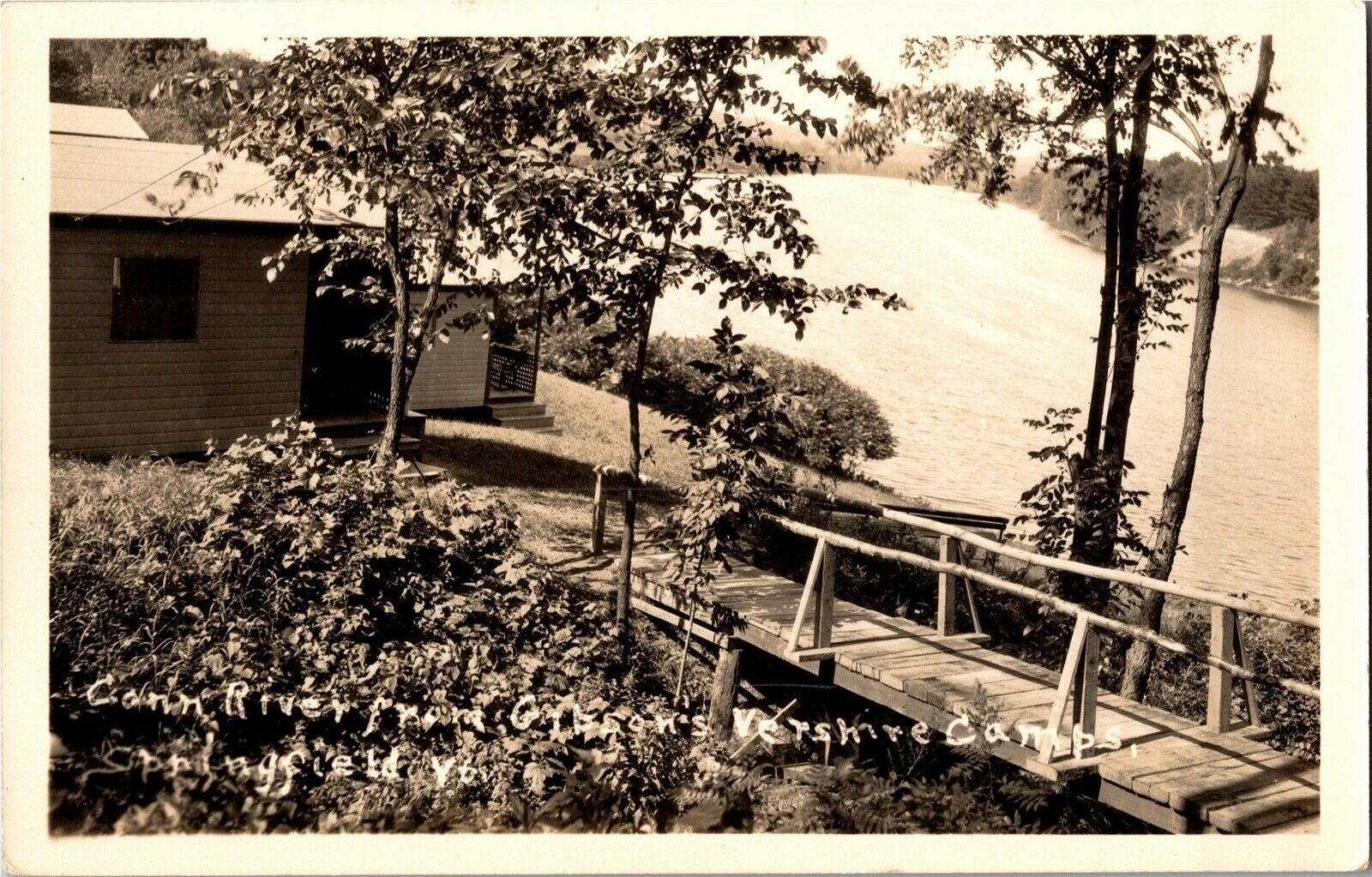 RPPC Connecticut River from Gibson's Vershire Camps Springfield VT Postcard X26