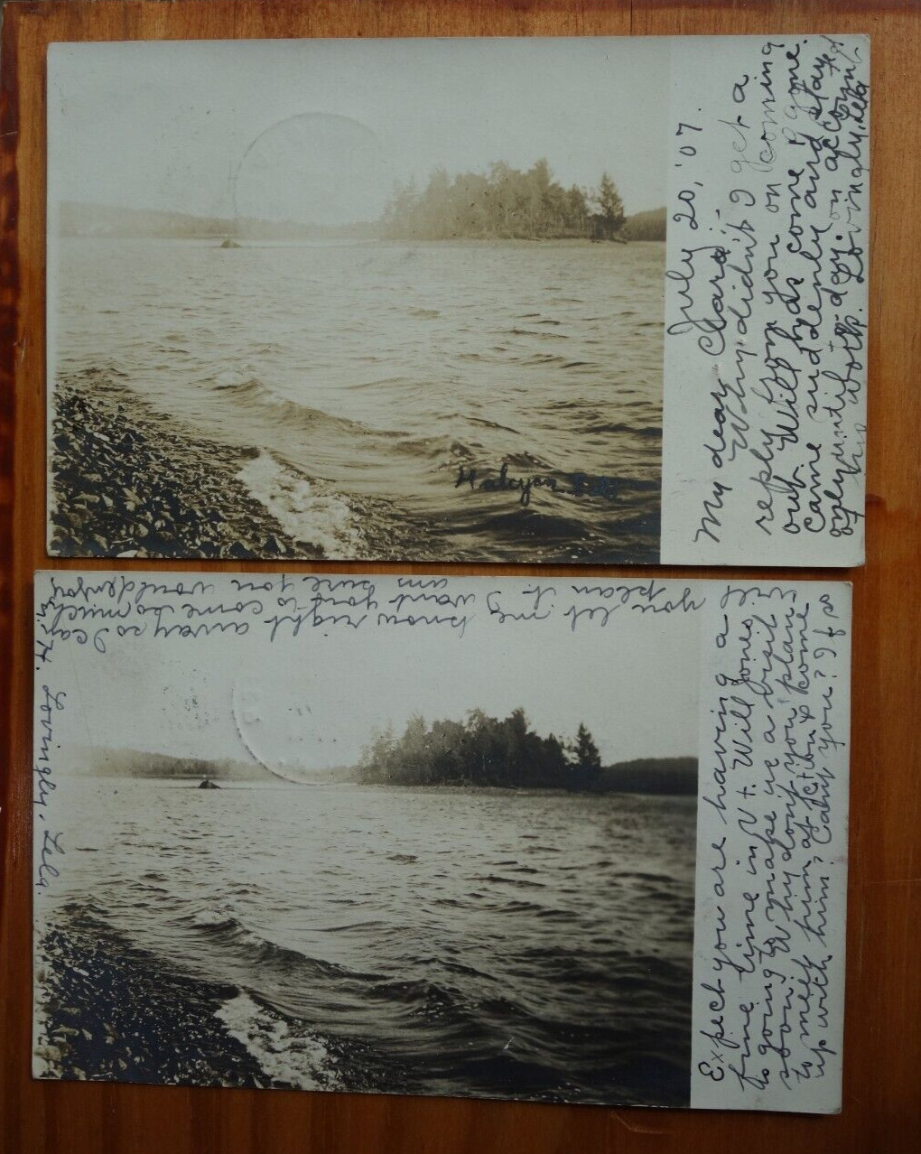 Highland Lake, East Andover NH real photo lot of 2 postcards p/u 1907