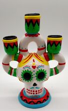 Hyde And Eek Day Of Dead Ceramic Sugar Skull Candle Holder Taper Candelabra  picture