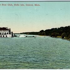 1909 Belle Isle, Detroit, Mich Elite Boat Club Litho Photo Postcard Dietsche A33 picture