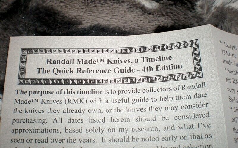 Wickersham - Randall Knives Timeline Knife Reference Guide - Revised 4th Edition