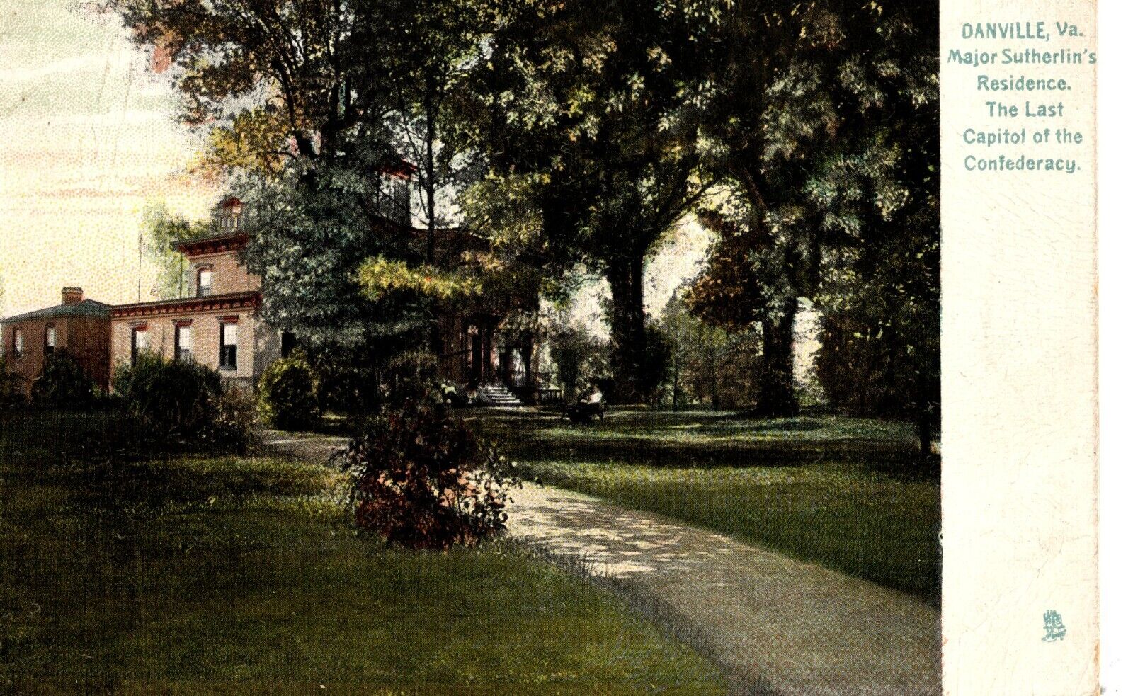 Postcard Major Sutherlin's Residence, Last Capitol of Confederacy, Danville, VA