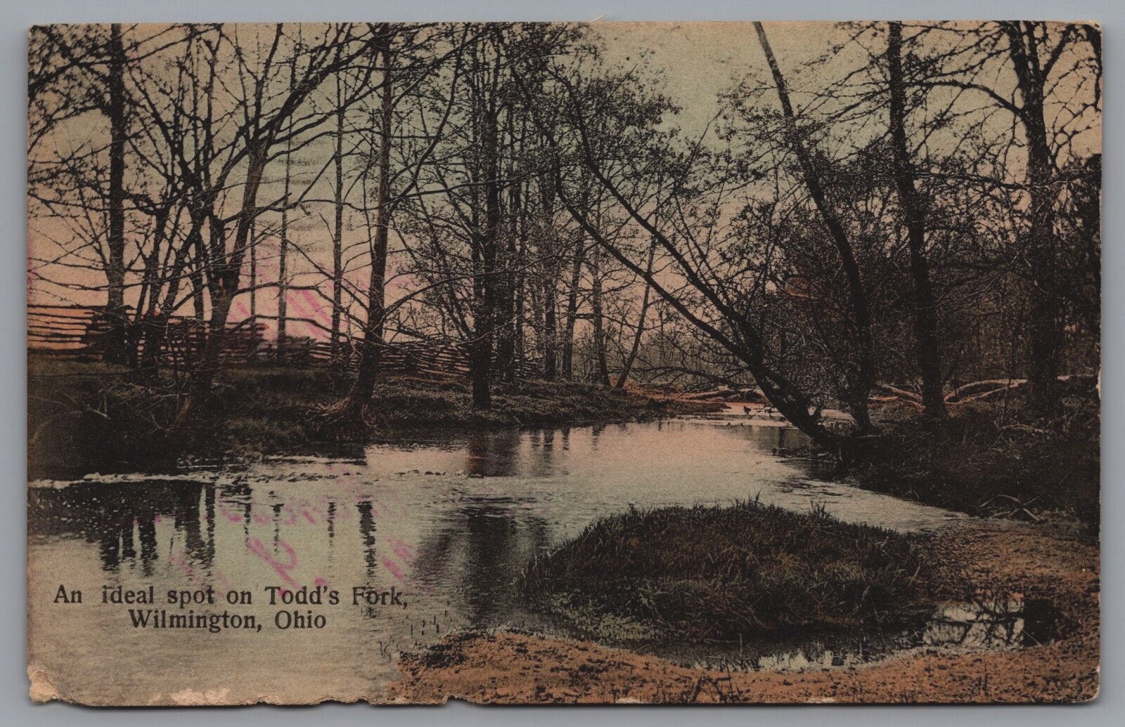 An Ideal Spot On Todd's Fork Wilmington Ohio Vintage Postcard Postmark 1909