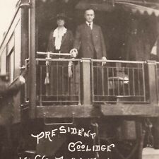 President Coolidge Leaving Rutland in 1923 Vermont VT Train Caboose UNP Postcard picture