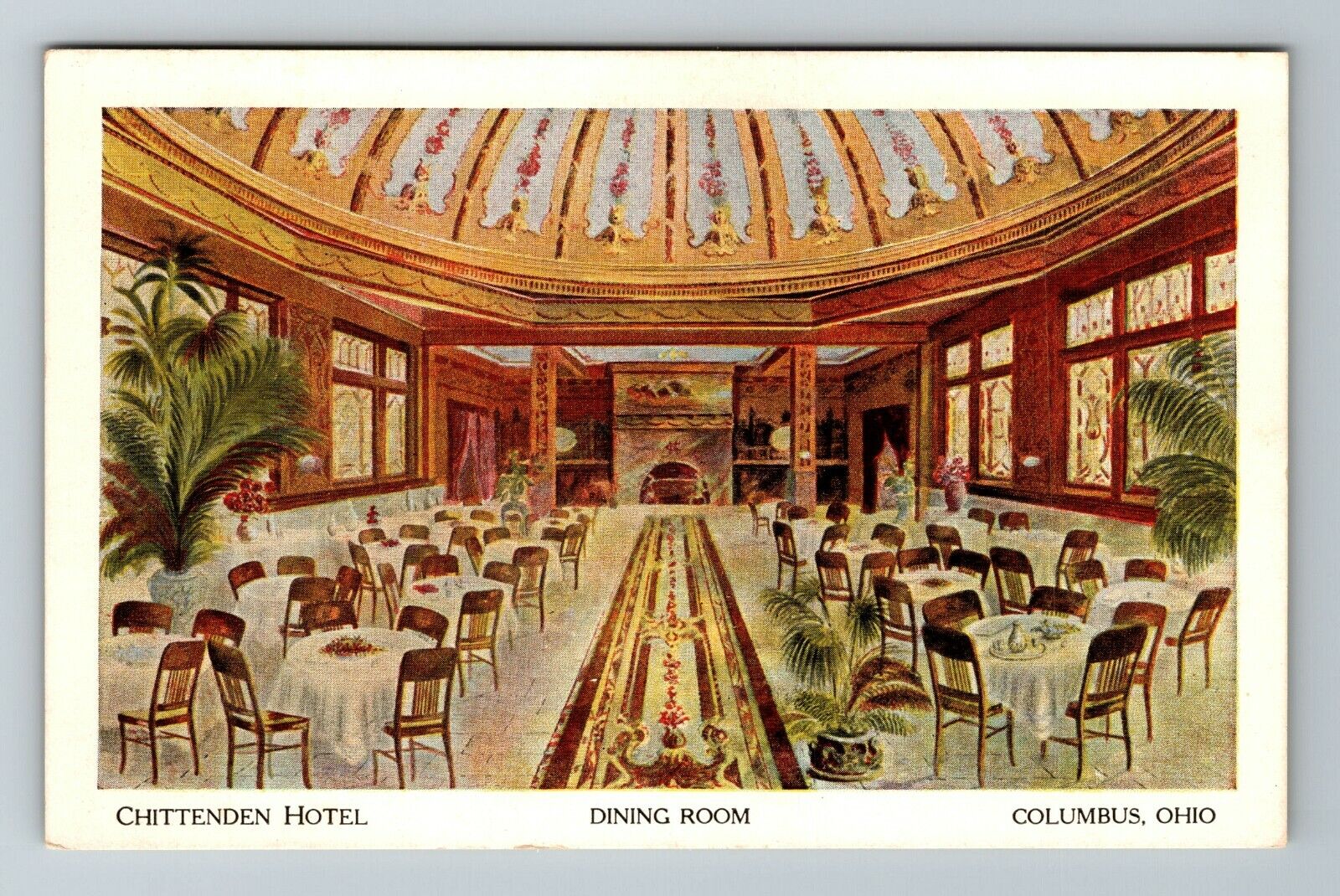 Columbus OH- Ohio, Chittenden Hotel, Dining Room, Interior, Vintage Postcard
