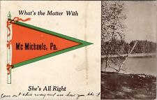 McMichaels PA Pennant Greeting 1916 Bartonsville to Stroudsburg Postcard T15 picture