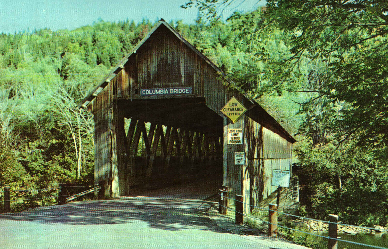Postcard Old Covered Bridge Columbia NH New Hampshire Lemington VT Vermont