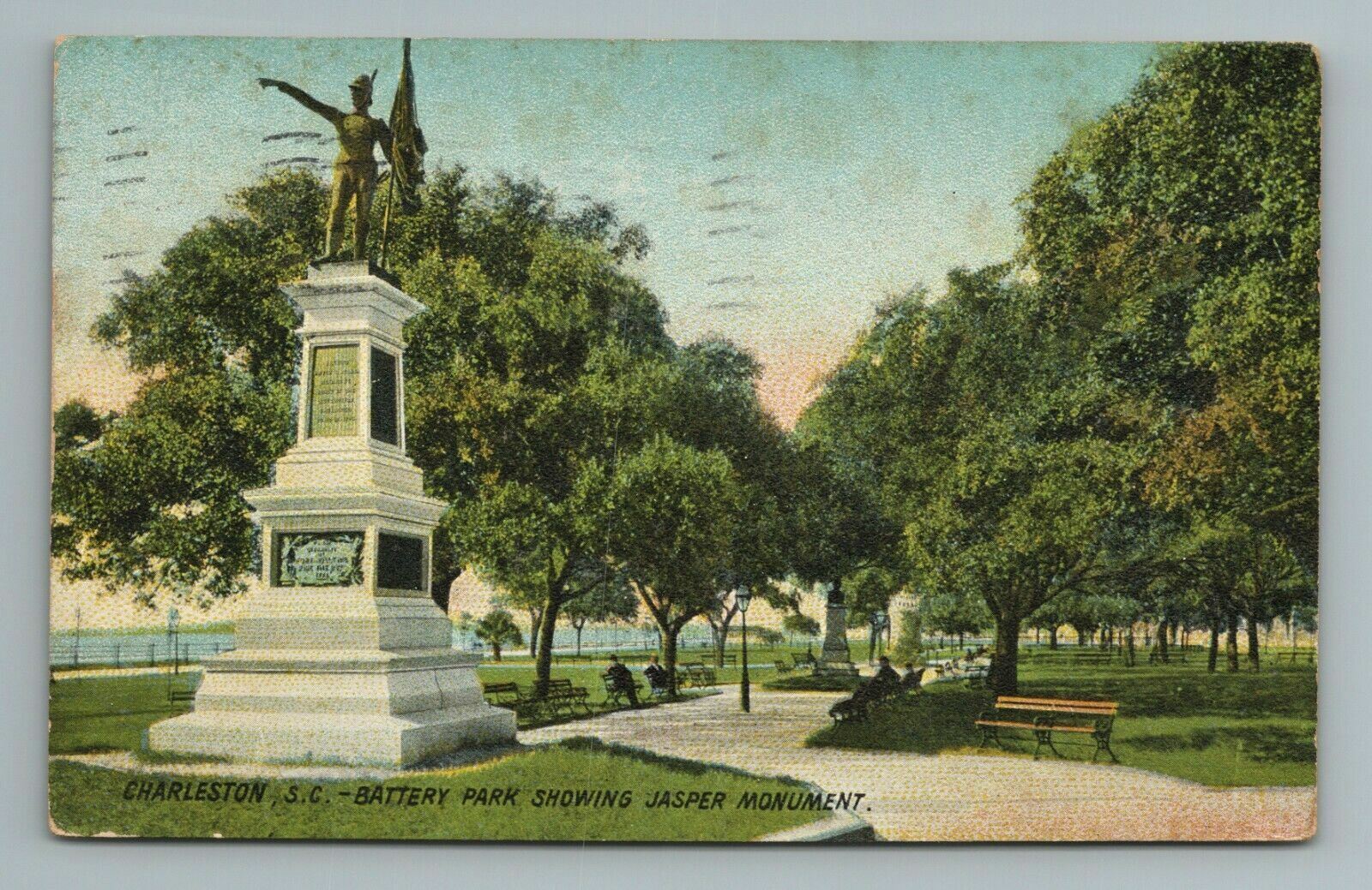 1912 Jasper Monument Charleston SC South Carolina Postcard