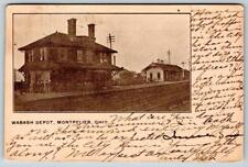 1909 WABASH DEPOT*MONTPELIER OHIO*TRAIN STATION*RAILROAD*ANTIQUE POSTCARD picture