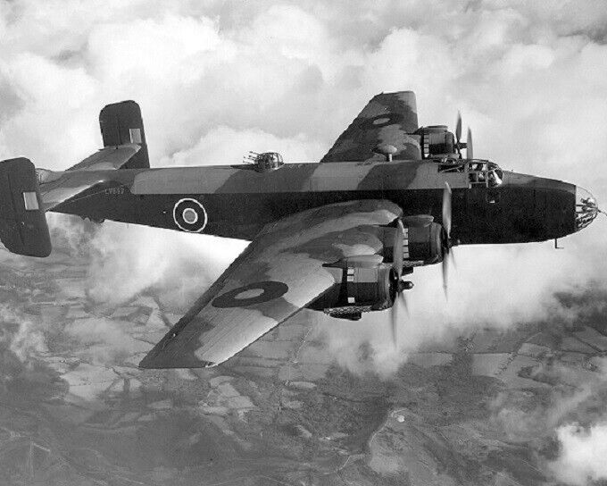 British Royal Air Force Halifax Heavy Bomber Mk III flight 8x10 WWII Photo 345a