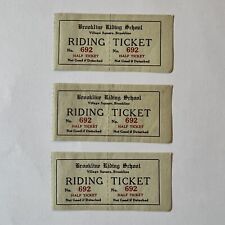 BROOKLINE RIDING SCHOOL VILLAGE SQUARE MASSACHUSETTS LOT OF THREE RIDING TICKETS picture
