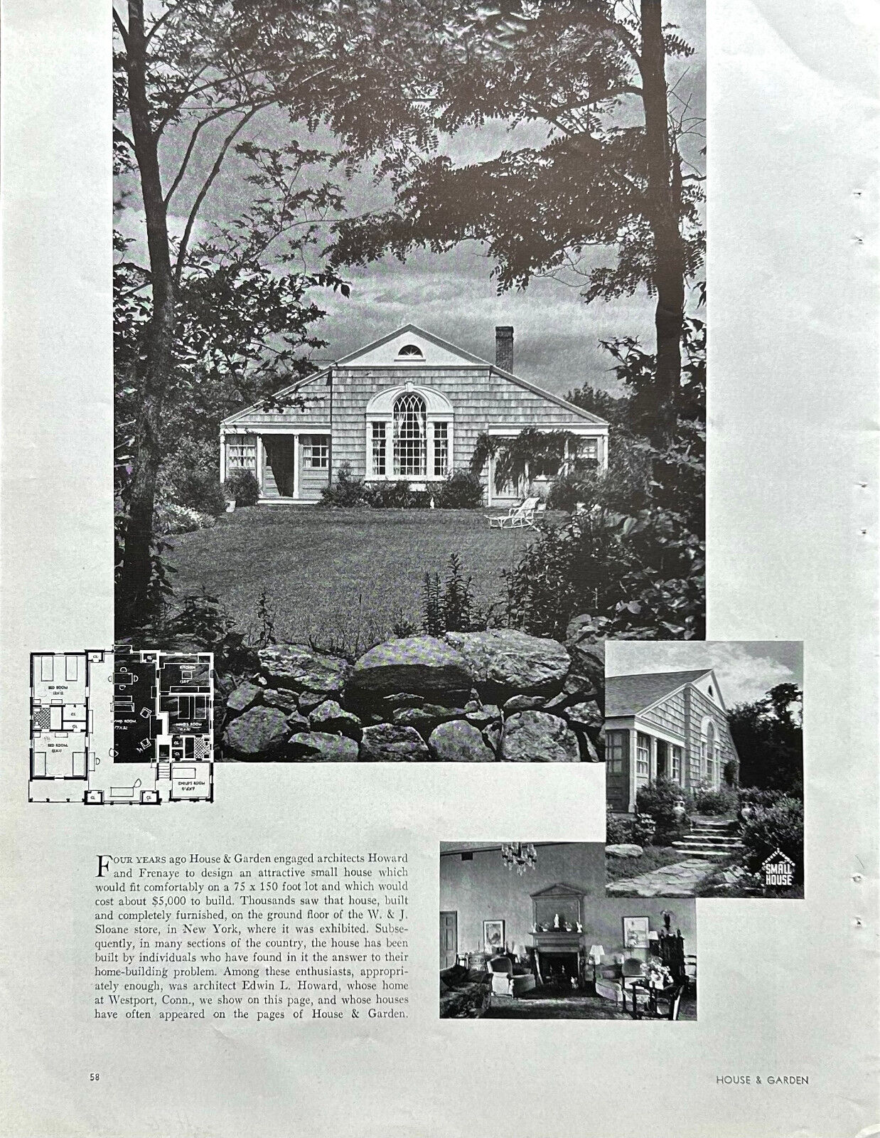 Edwin L Howard Home 1936 Westport CT Howard & Frenaye Architects Built For$5,000