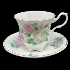 Crown Dorset Staffordshire Fine Bone China Pink White Rose Gold Teacup  picture