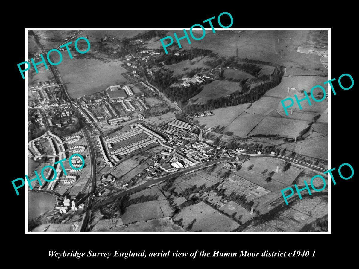 OLD 8x6 HISTORIC PHOTO WEYBRIDGE SURREY ENGLAND AERIAL VIEW HAMM MOOR c1940 2