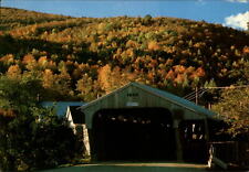 Vermont Waitsfield Village Covered Bridge autumn tree color ~ postcard sku319 picture