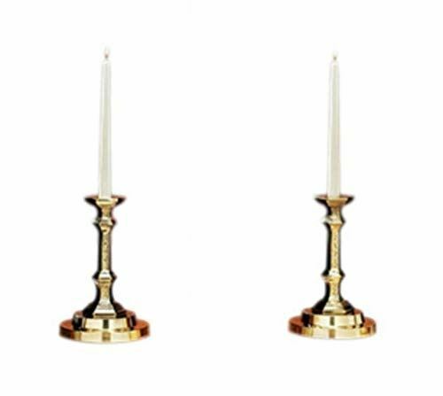 Needzo Sudbury Brass Budded Altar Candlestick Holders with Filigree Design, 9 1/