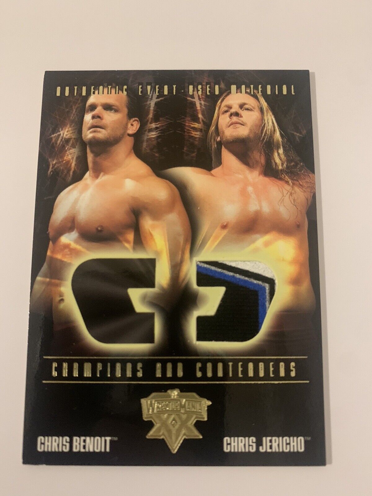 2004 Benoit Chris Jericho WWE Fleer Champions and Contenders 4 Color Relic Card