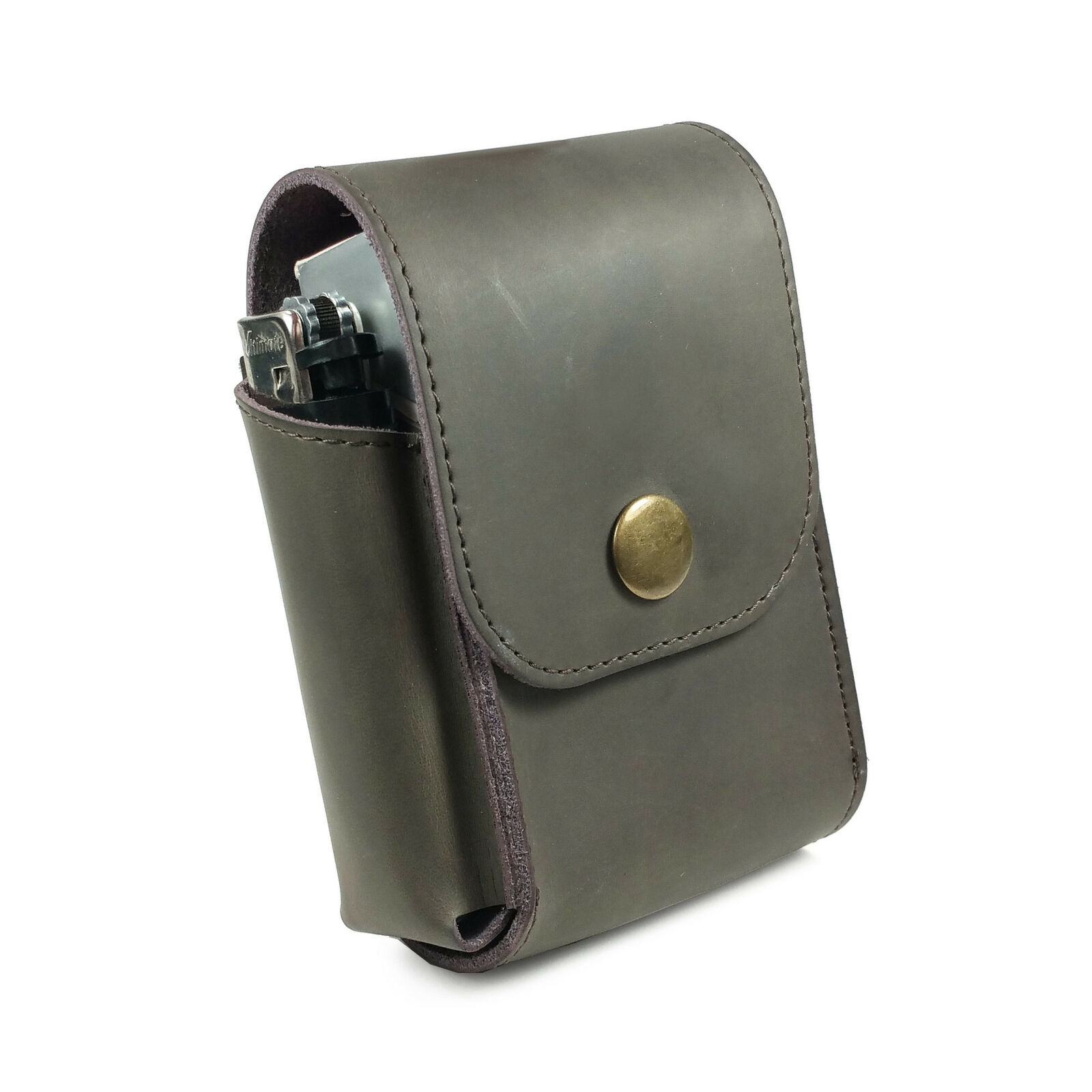 TUFF LUV Genuine Leather Cigarette / Tobacco Case with a Belt Loop -Mocca Brown