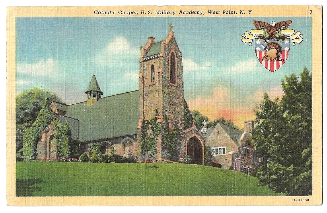 West Point New York c1940\'s Catholic Chapel, church, U. S. Military Academy