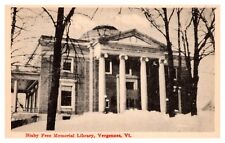 Vergennes VT Vermont Bixby Free Memorial Library Street View Linen Postcard picture