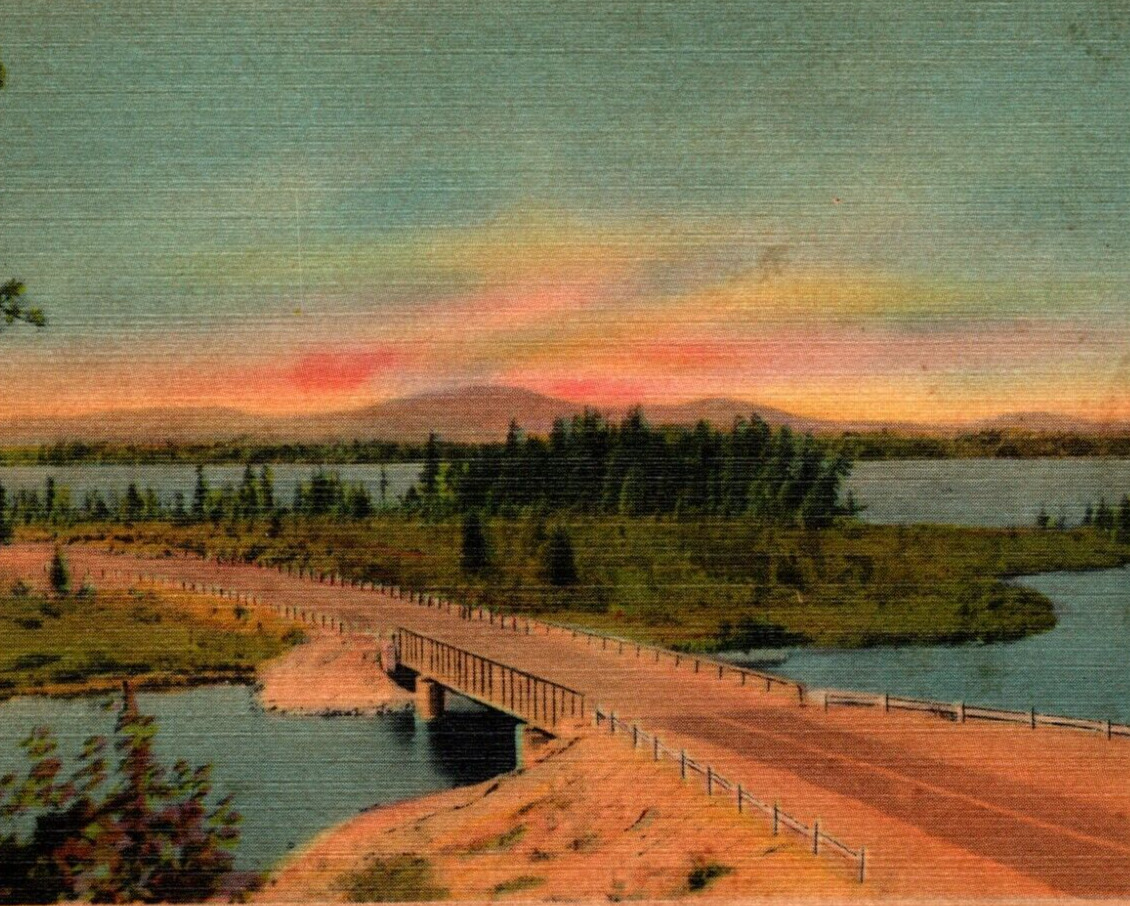 Raquette Lake and South Inlet Bridge West Mt New York Vintage Postcard 9261