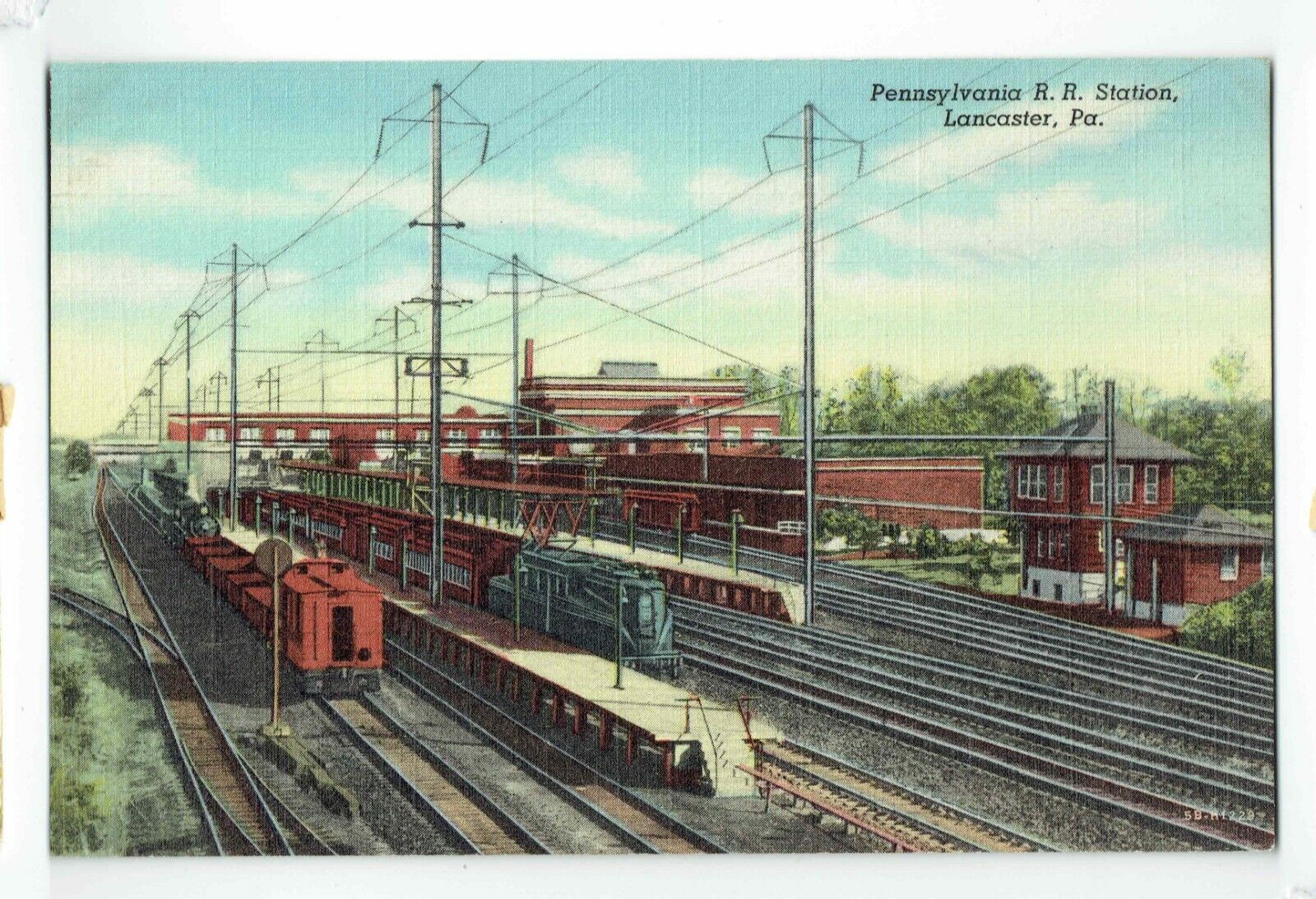 PRR Pennsylvania Railroad Lancaster PA Depot GG1 Streamliner Train Postcard