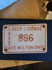 1982 Lake Milton Ohio.. Rare Find  Ohio License Plate Boat Dock Tag ? picture