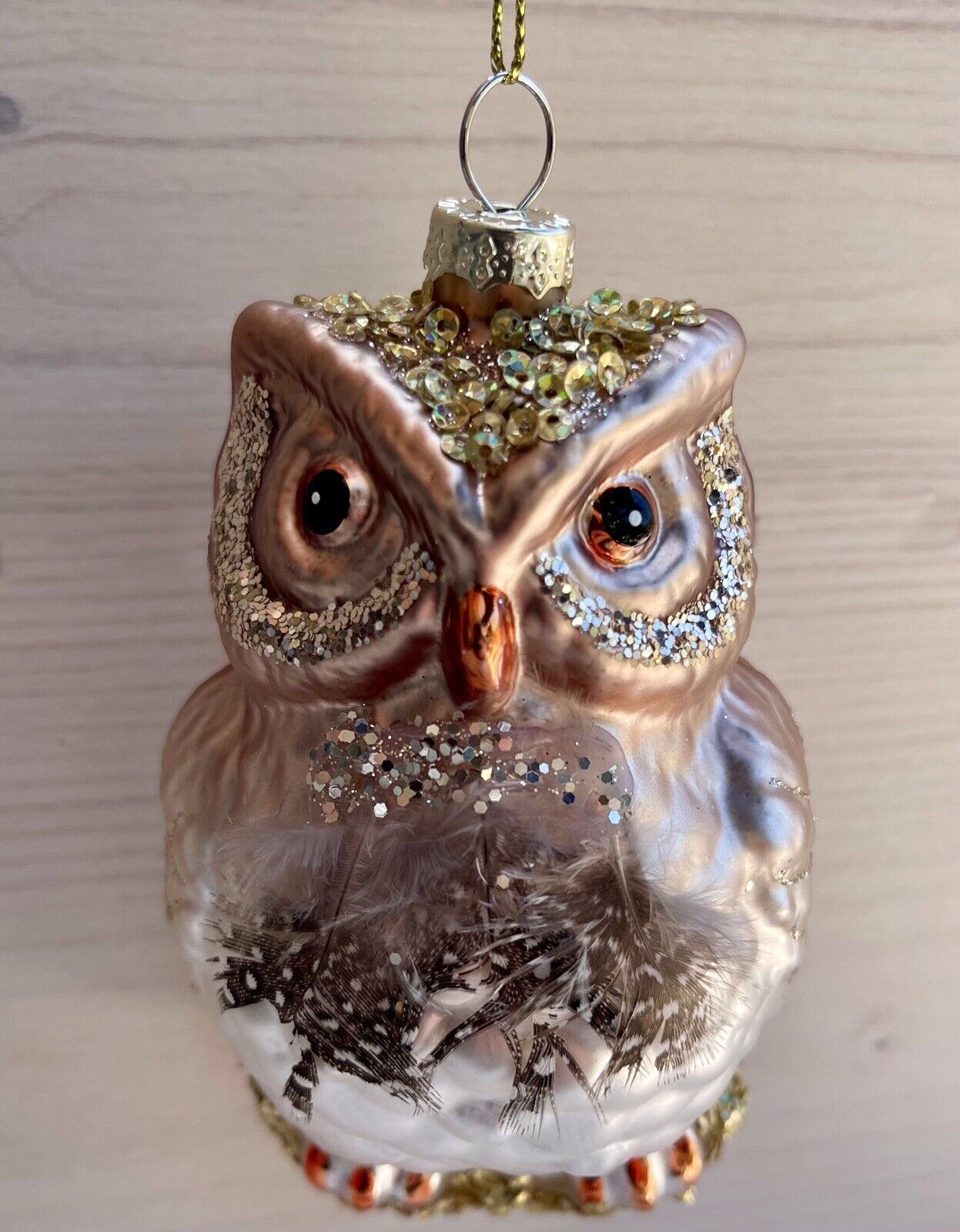 Robert Stanley Brown Owl Ornament Blown Glass NWT
