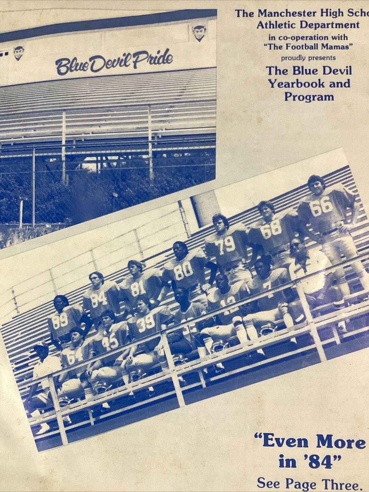 Manchester Georgia High School Football Program Blue Devil 1984 Rare VHTF