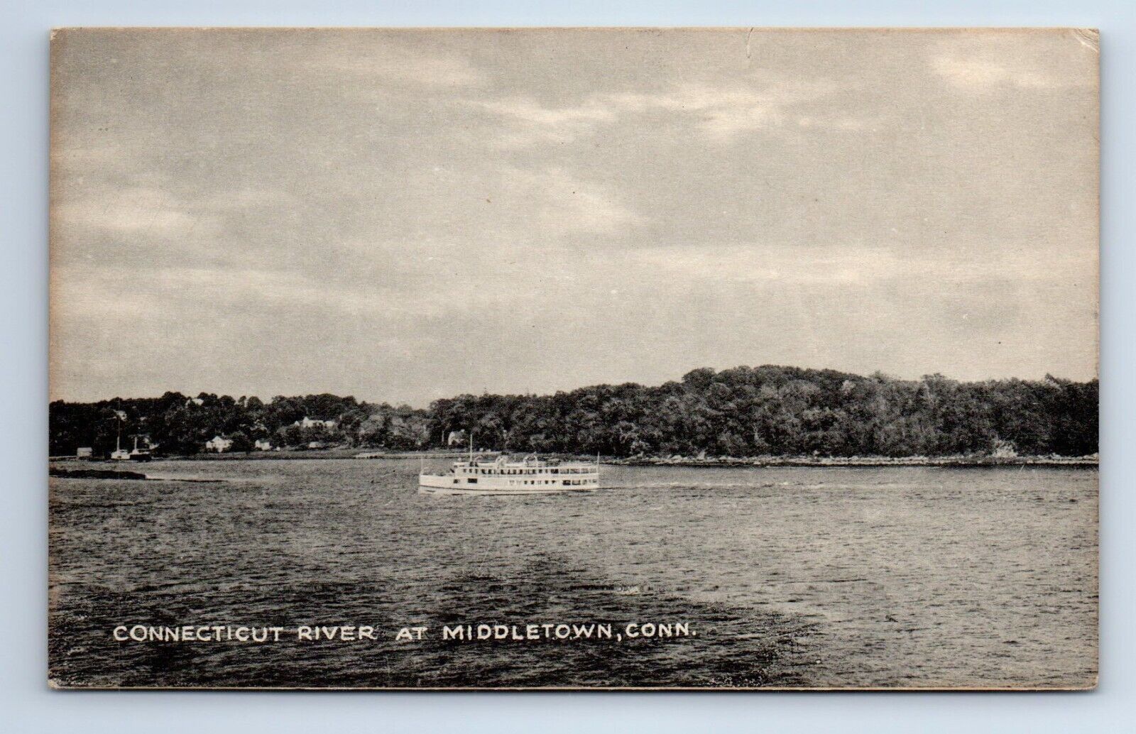 CONNECTICUT RIVER AT MIDDLETOWN Connecticut CT Ship Postcard c.1930