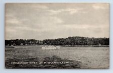 CONNECTICUT RIVER AT MIDDLETOWN Connecticut CT Ship Postcard c.1930 picture