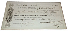 OCTOBER 1897 JAMESTOWN & FRANKLIN RAIL ROAD CAPITAL STOCK TRANSFER FORM picture