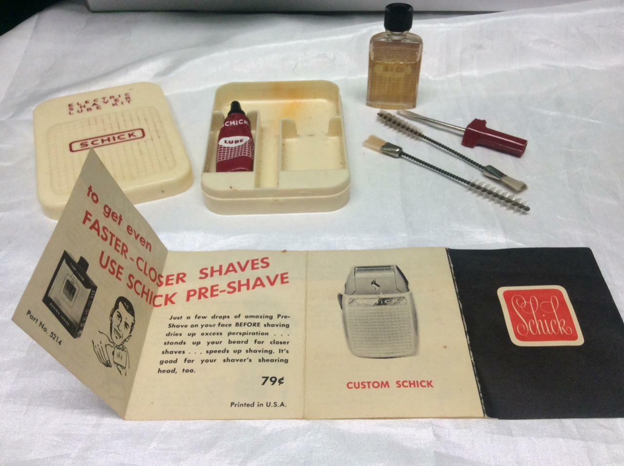 Vintage Schick Electric Shaver Lube kit Complete set w/original booklet (paper)