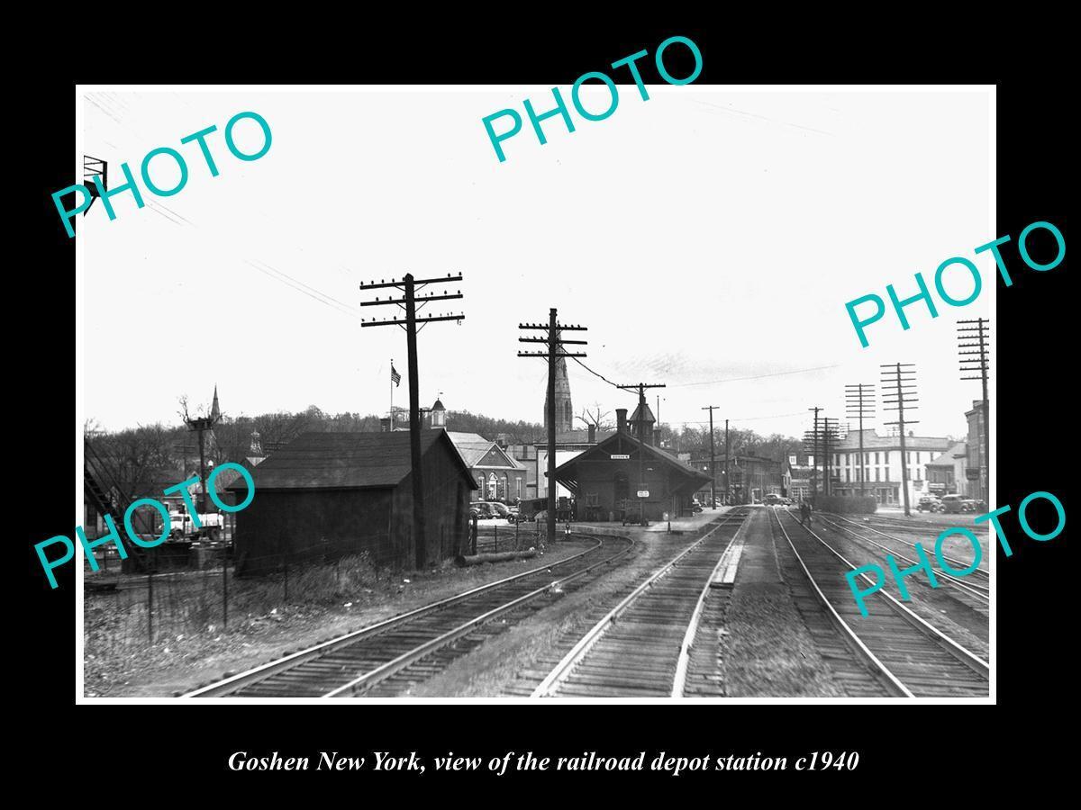 OLD LARGE HISTORIC PHOTO OF GOSHEN NEW YORK THE RAILROAD DEPOT STATION c1940